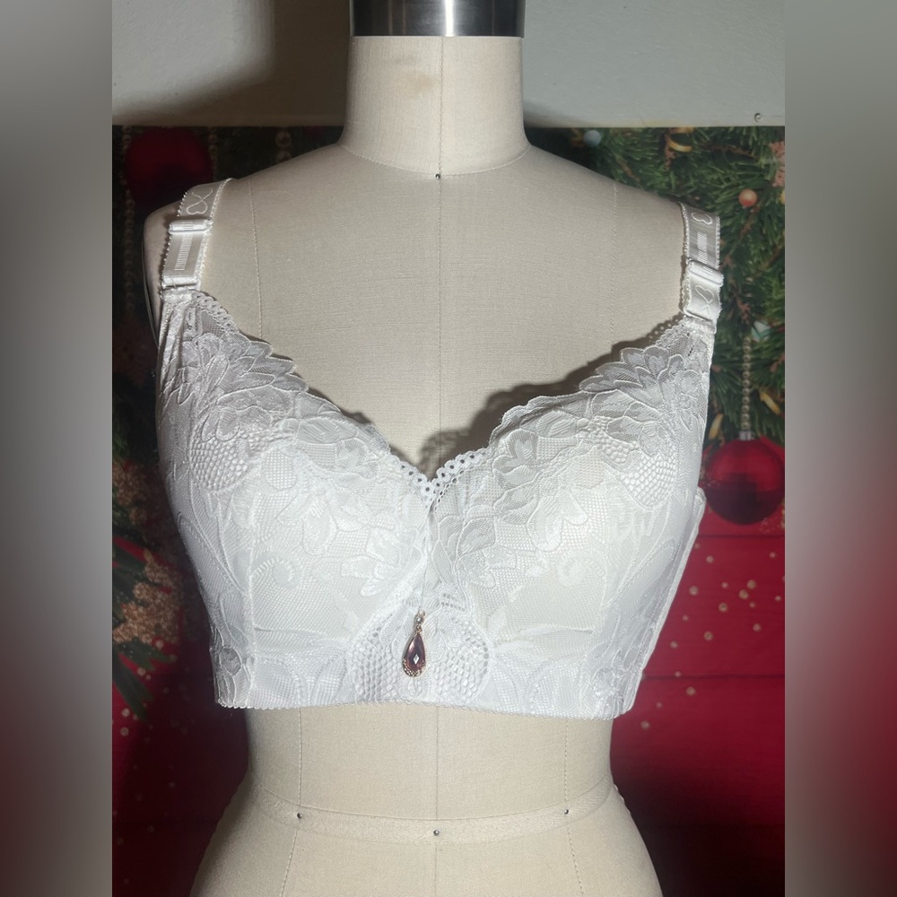 Lace Non-Wired Support Bra - White